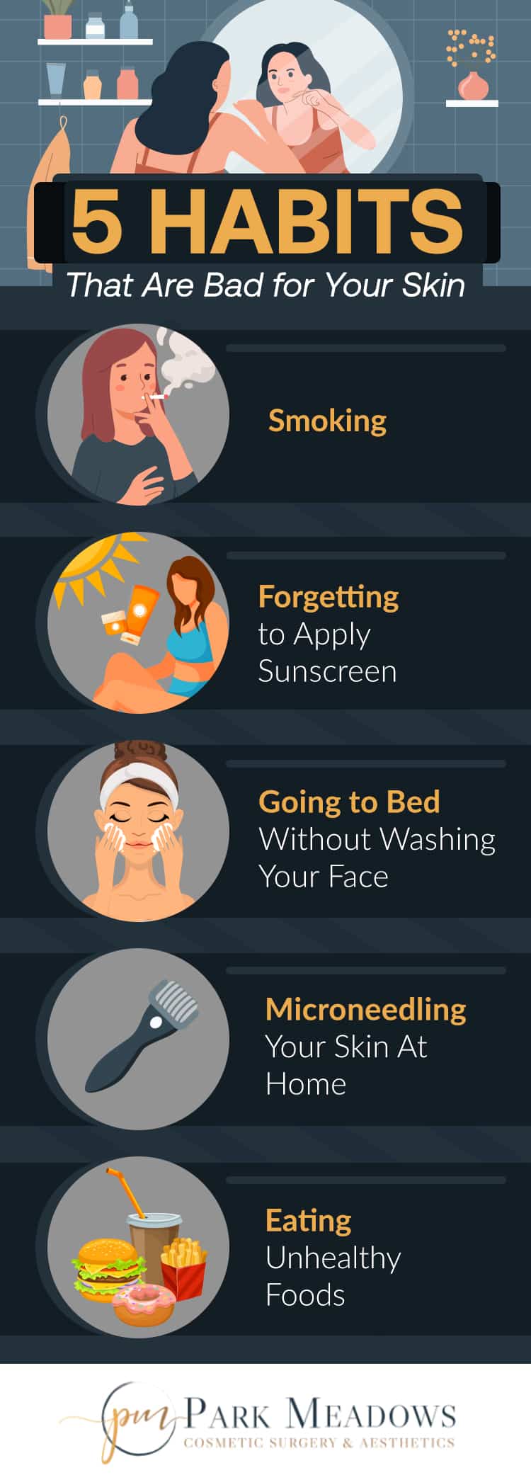 Habits that are bad for your skin infographic