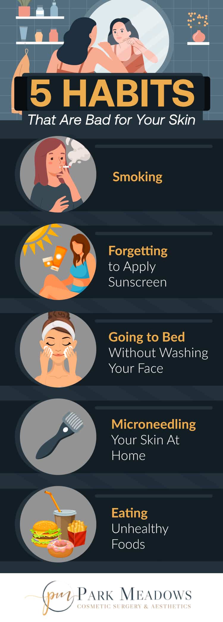Habits that are bad for your skin infographic