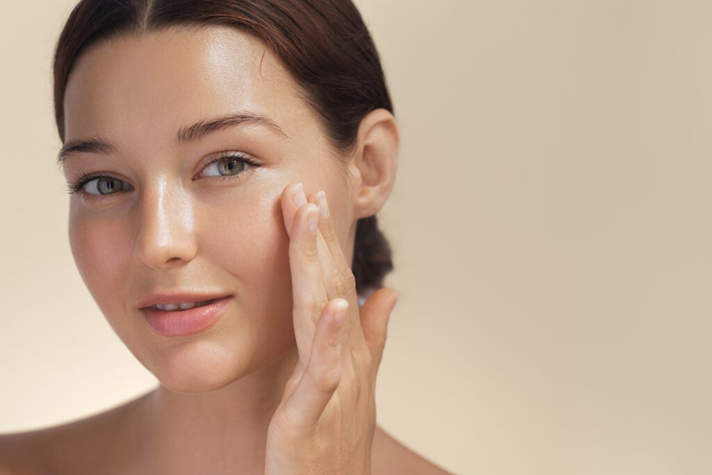 Close up of woman’s face with smooth, fresh skin from dermaplaning in Lone Tree, CO
