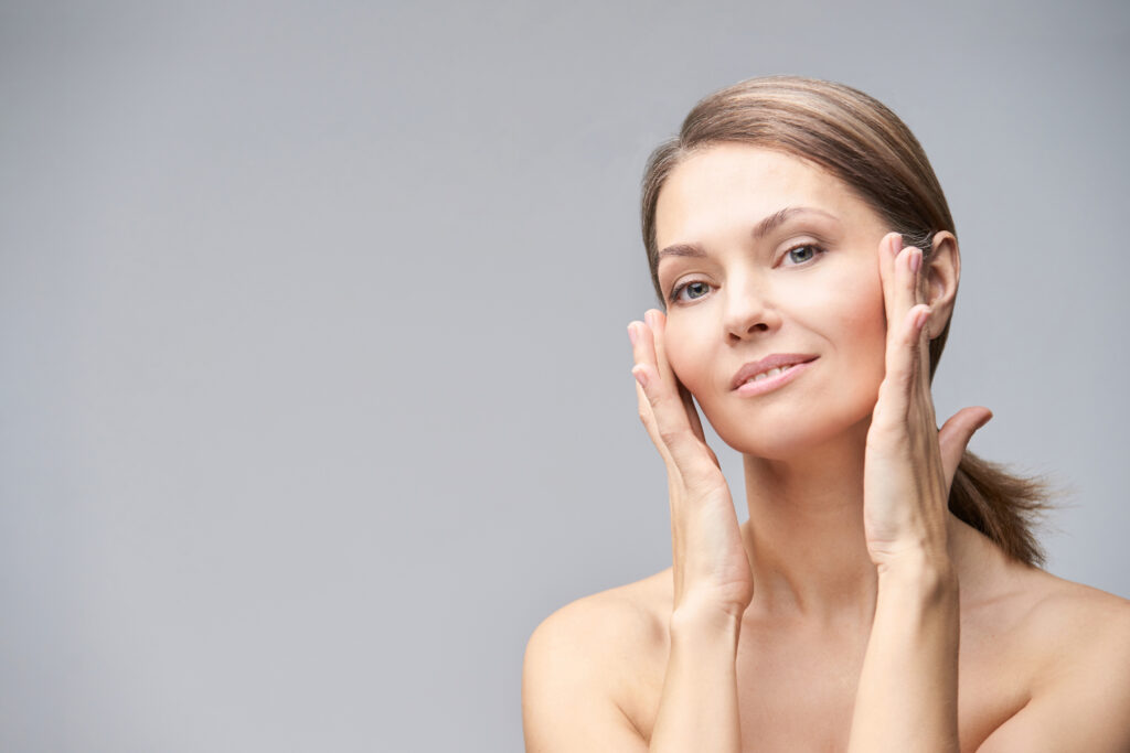 Mature woman with youthful looking skin after Morpheus8 treatment for collagen