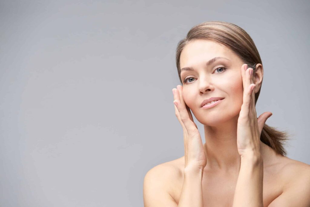 Mature woman with youthful looking skin after Morpheus8 treatment for collagen