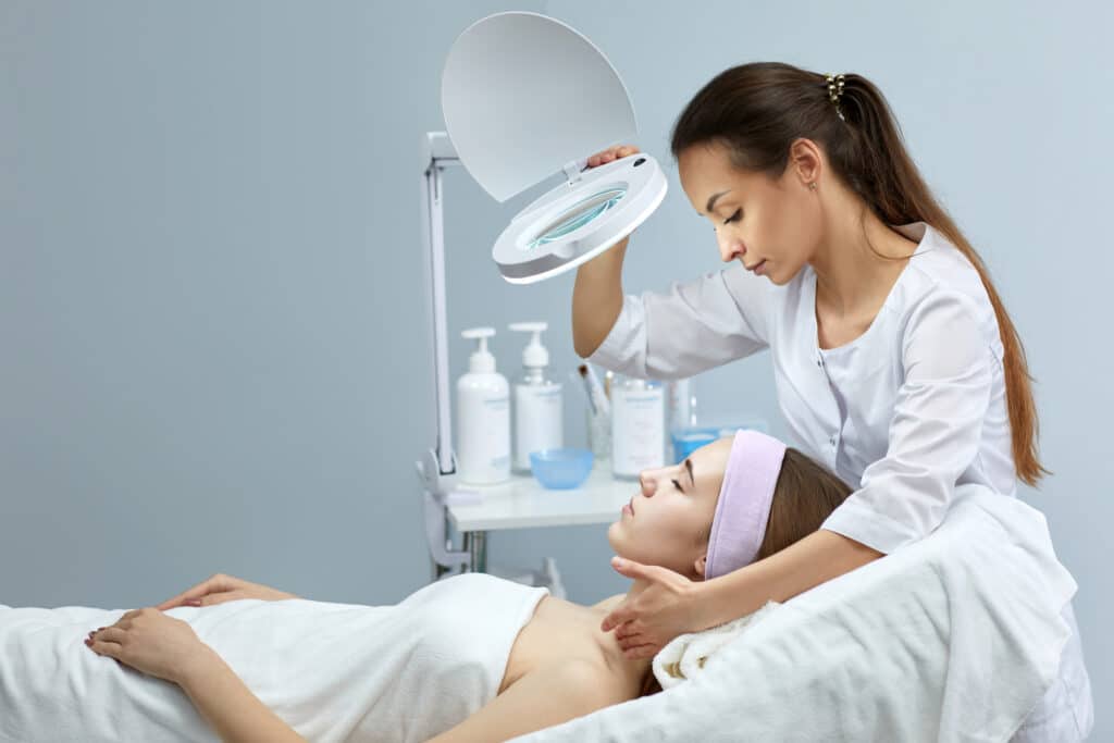 Woman receiving nonsurgical treatment at med spa