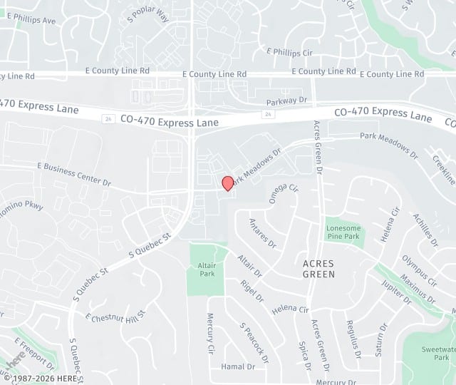 Location Map: Park Meadows Drive, Suite #300 Lone Tree, Colorado 80124